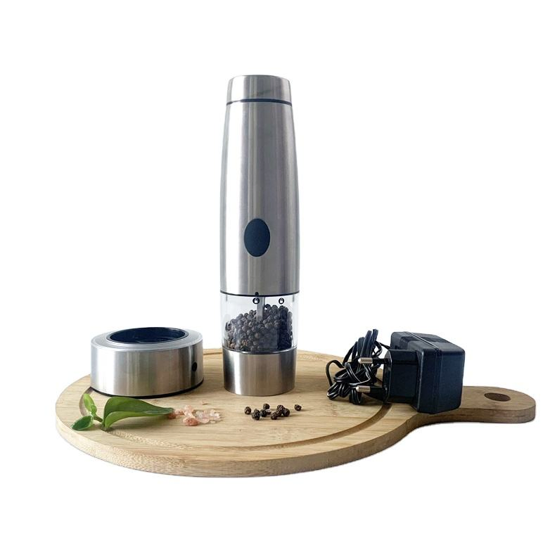 Melhor moedor de sal e pimenta elétrico recarregável por USB, moedor de ervas com luz, alimentado por bateria