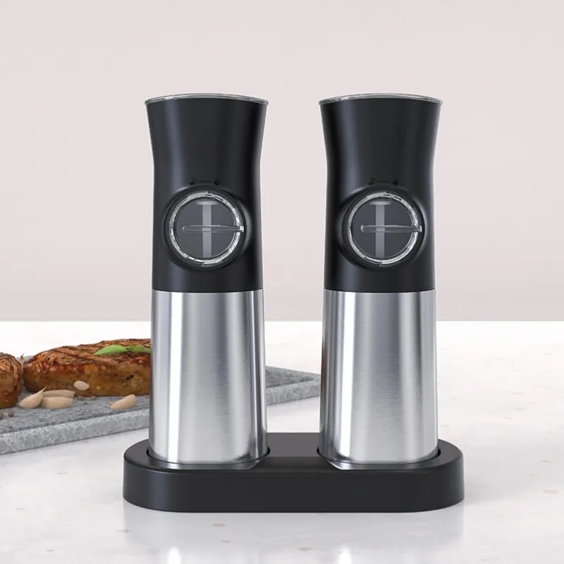 Operação com uma mão 2 Conjunto de moedores elétricos de sal e pimenta recarregáveis por USB automáticos com 110ml grande capacidade