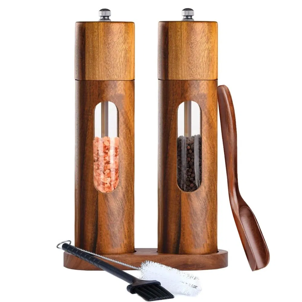 Conjunto de Moedores de Sal e Especiarias em Madeira Ajustável Manual para Pimenta Ez29575