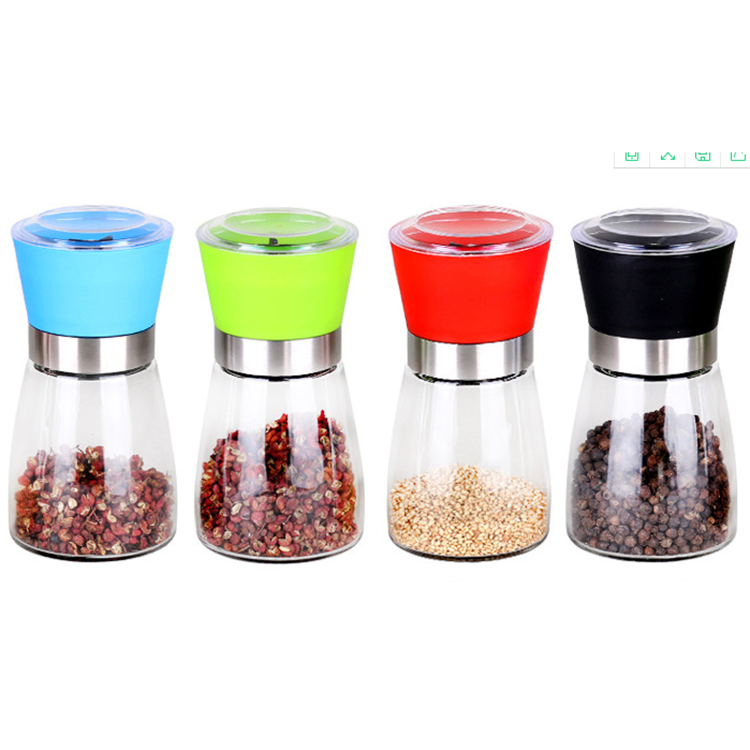 Moedor de Sal e Pimenta de Cerâmica Personalizado de Qualidade Europeia 160ml em Garrafa de Vidro
