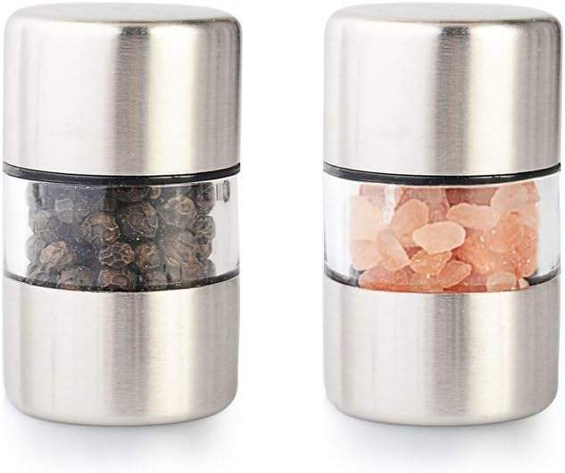 Portable Coarseness Ceramic Small Portable Ceramic Salt &amp; Pepper Shakers Manual Mini Premium Sea Salt and Pepper Grinder Set