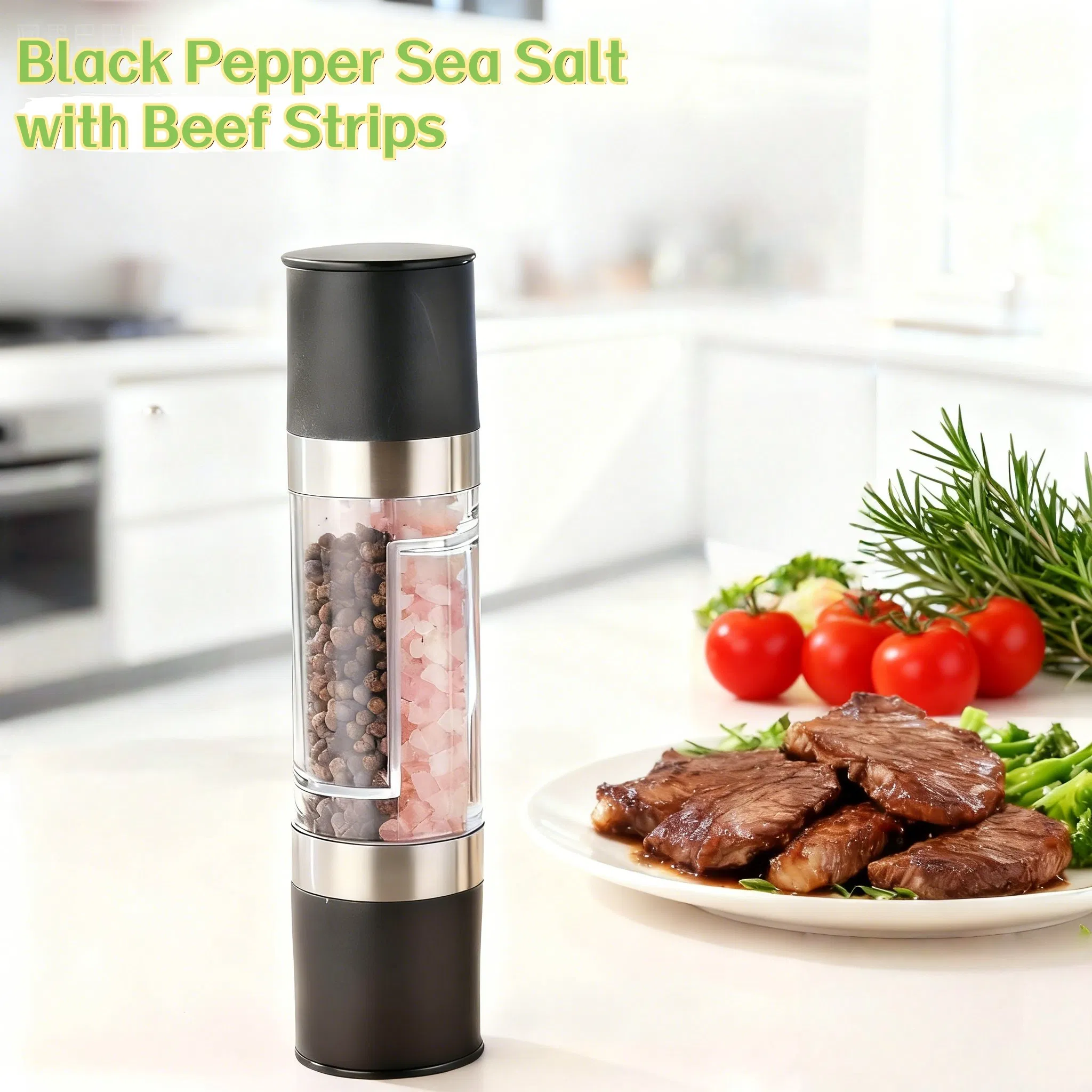 Moedor Manual Duplo de Sal e Pimenta em Aço Inoxidável 304 Transparente 2-in-1 Personalizado