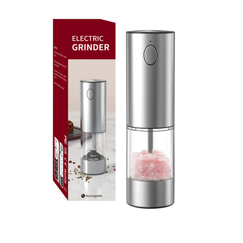 Conjunto de moedores elétricos de especiarias mini ajustáveis para cozinha, recarregáveis por USB, para pimenta e sal