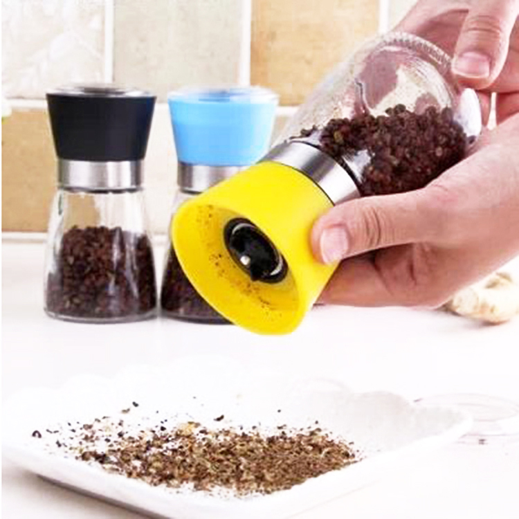 Moedor de Sal e Pimenta de Cerâmica Personalizado de Qualidade Europeia 160ml em Garrafa de Vidro