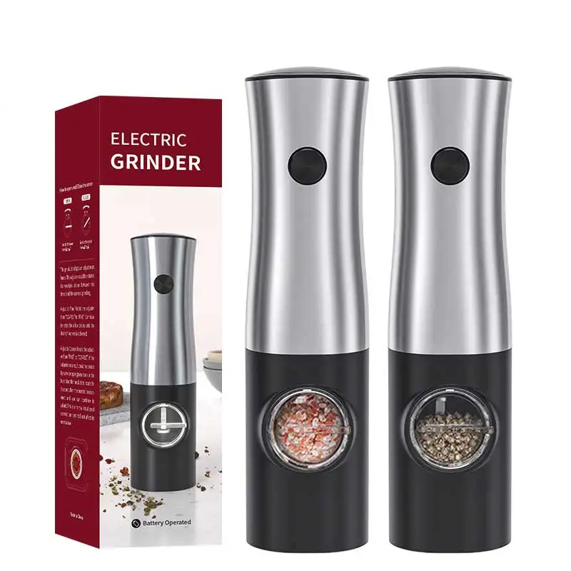 Moedores automáticos eletrônicos de sal e pimenta em aço inoxidável com bateria para ervas para fumar