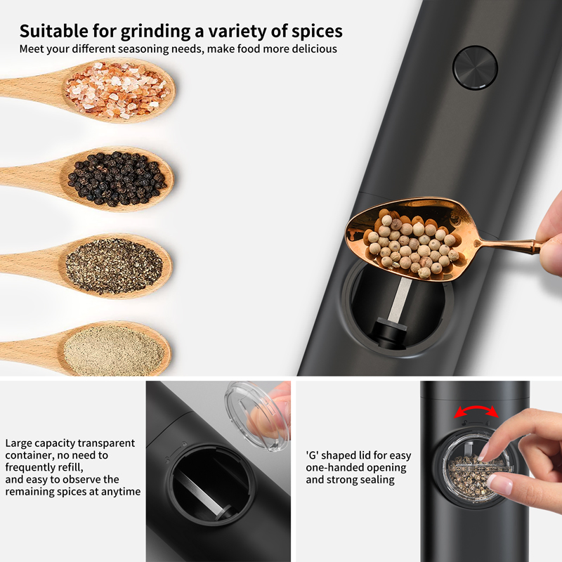 Conjunto de Moedores de Sal e Pimenta Elétricos Automáticos com Bateria