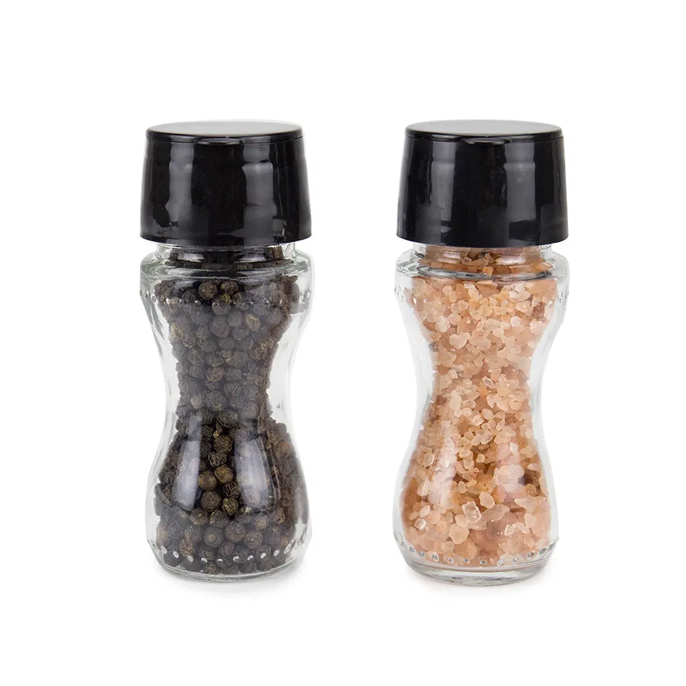 60ml Moedor de Pimenta Preto de Plástico Mini com Garrafa de Especiarias de Vidro