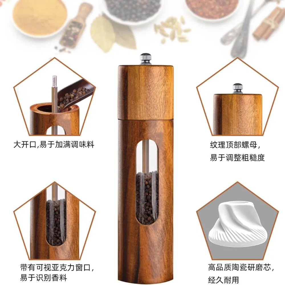 Conjunto de Moedores de Sal e Especiarias em Madeira Ajustável Manual para Pimenta Ez29575