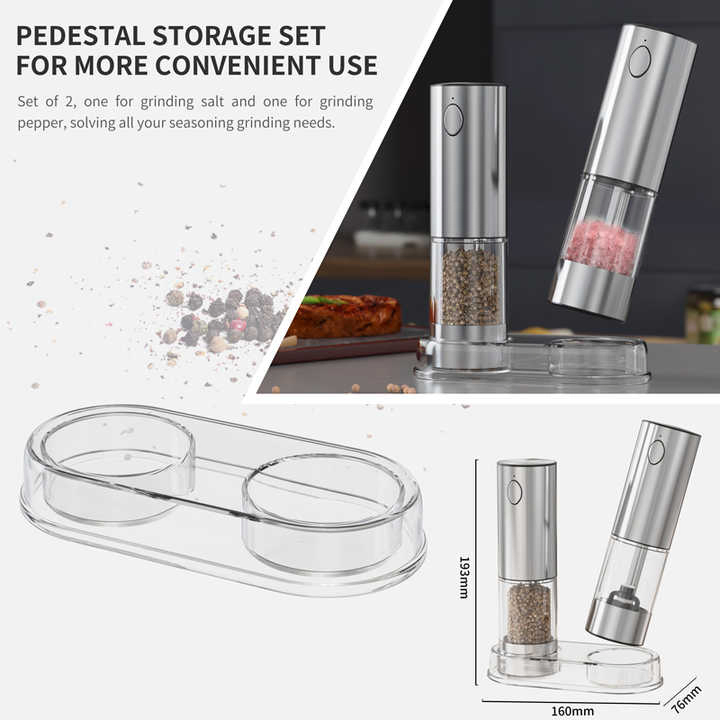 Moedor de Especiarias Automático de Aço Inoxidável de Alta Qualidade 304 Moedor de Pimenta Elétrico Recarregável por USB com Luz LED para Sal e Pimenta