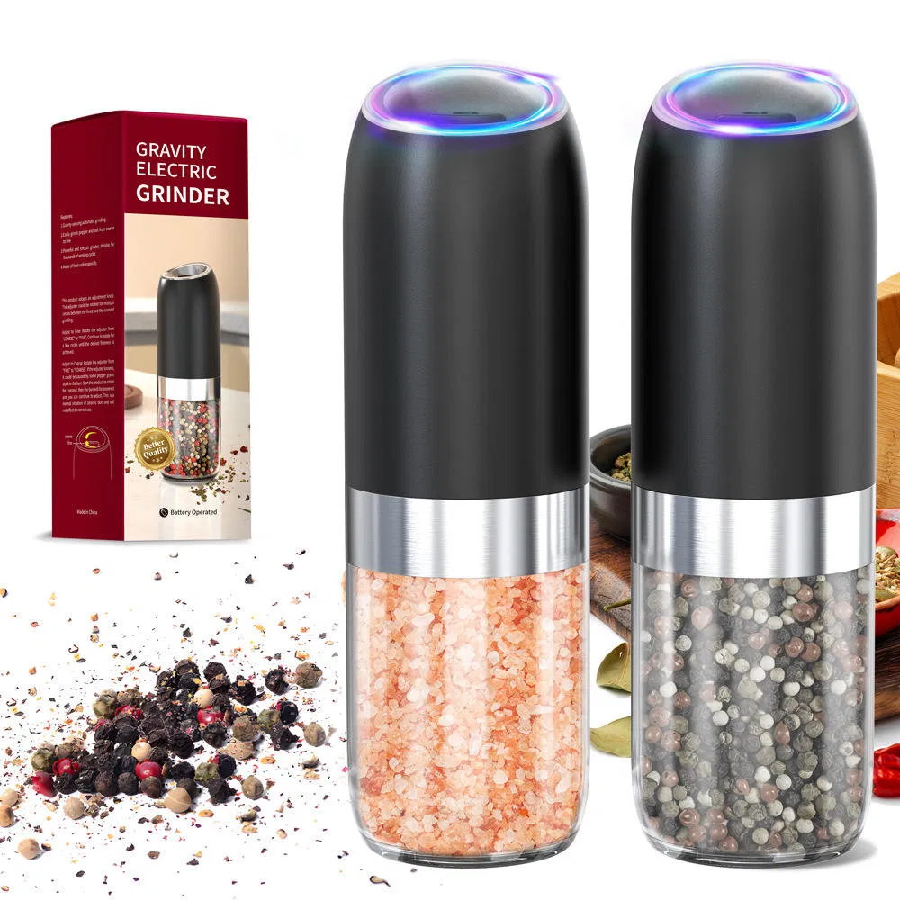 Large Capacity Battery-Operated Portable Spice Shaker Electric Gravity Pepper Mill Salt Grinder