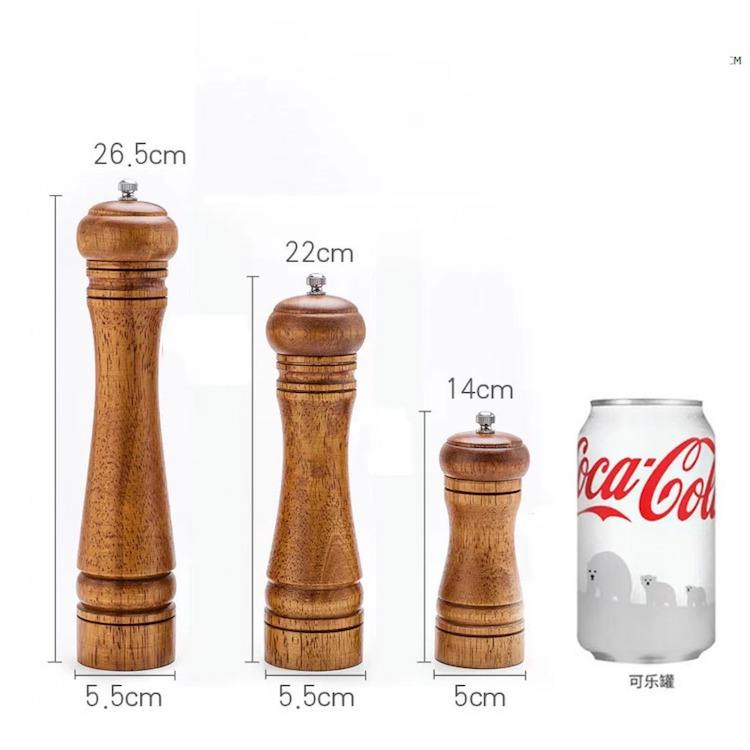 New Design Round Ball Manual Wooden 5 8 10 Inch Spice Salt and Pepper Grinder Set