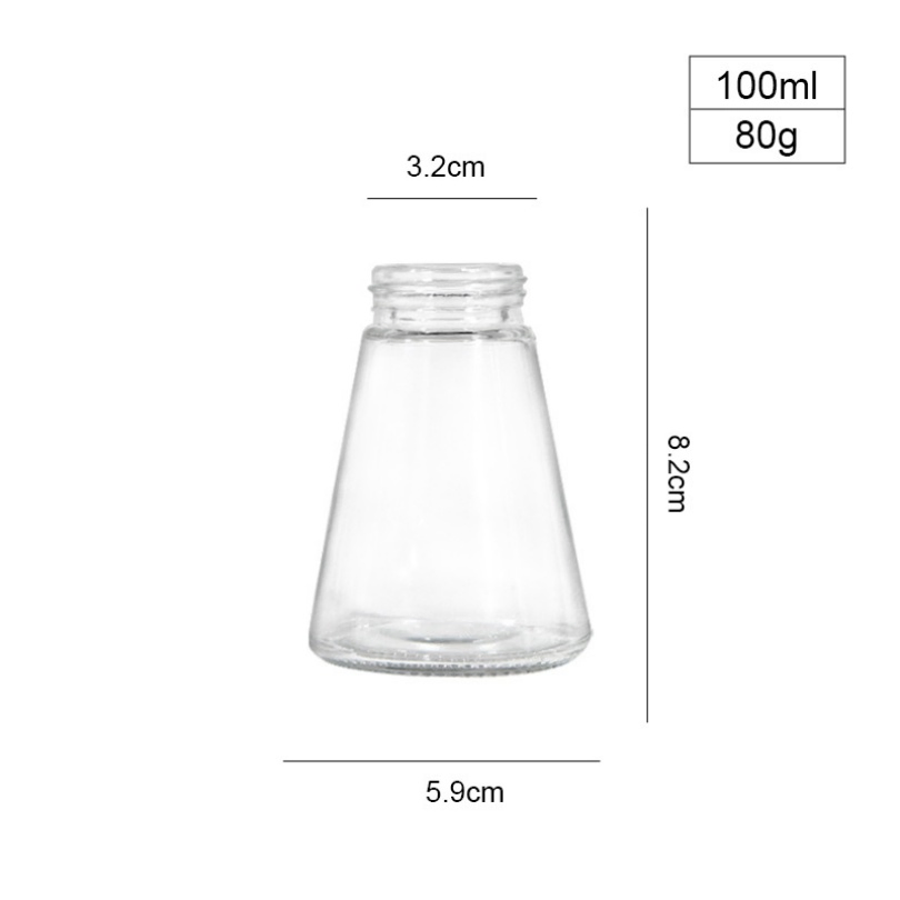 100ml Garrafa de Vidro para Sal e Pimenta em Lote, Garrafa de Especiarias de Vidro Transparente com Tampas de Moedor
