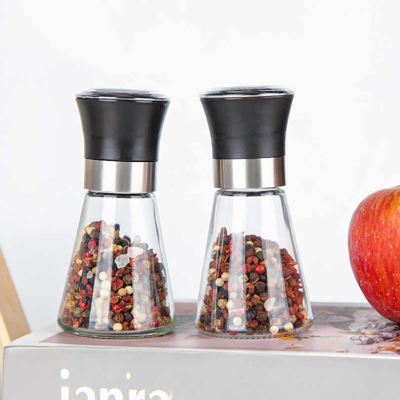 100ml Garrafa de Vidro para Sal e Pimenta em Lote, Garrafa de Especiarias de Vidro Transparente com Tampas de Moedor