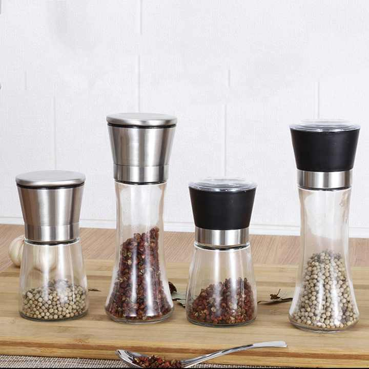 Moedor de Sal e Pimenta Ajustável com Núcleo Cerâmico Manual, Frasco de Vidro para Temperos, Melhor Vendas