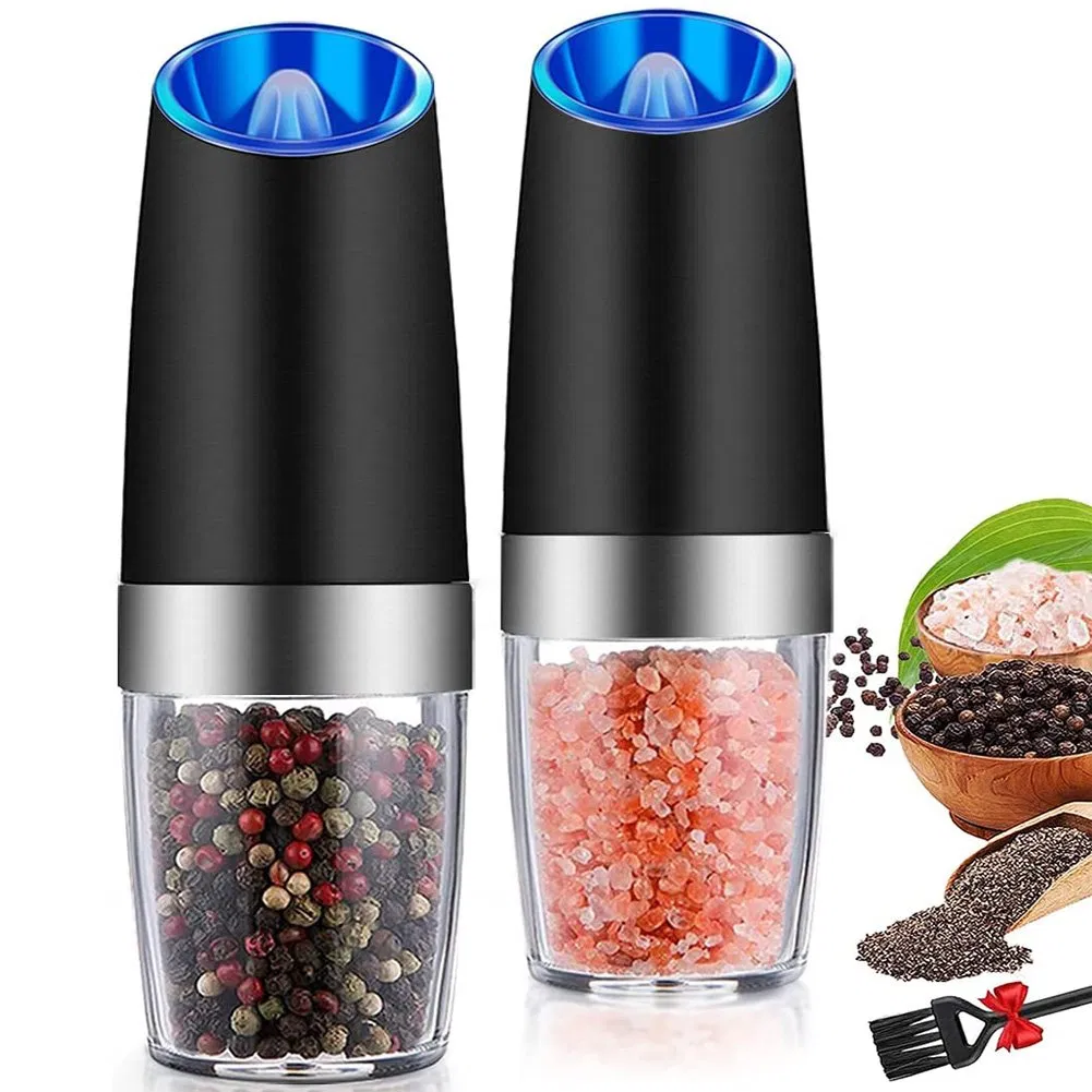 Moedor de pimenta e sal elétrico com coarseness ajustável, alimentado por bateria, para operação automática com uma mão