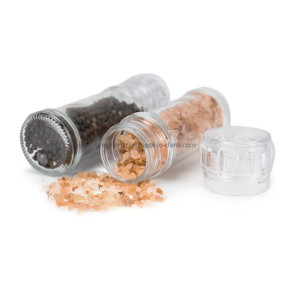 Moedor de Especiarias Mini Manual de Plástico com Tampa de Vidro para Temperos, Sal e Pimenta