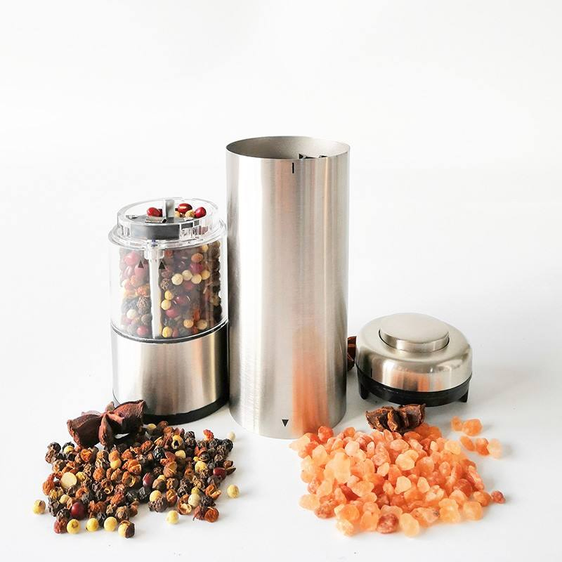 Conjunto de moedores de ervas elétricos em aço inoxidável, operados por bateria, para sal e pimenta, ideal para cozinhar