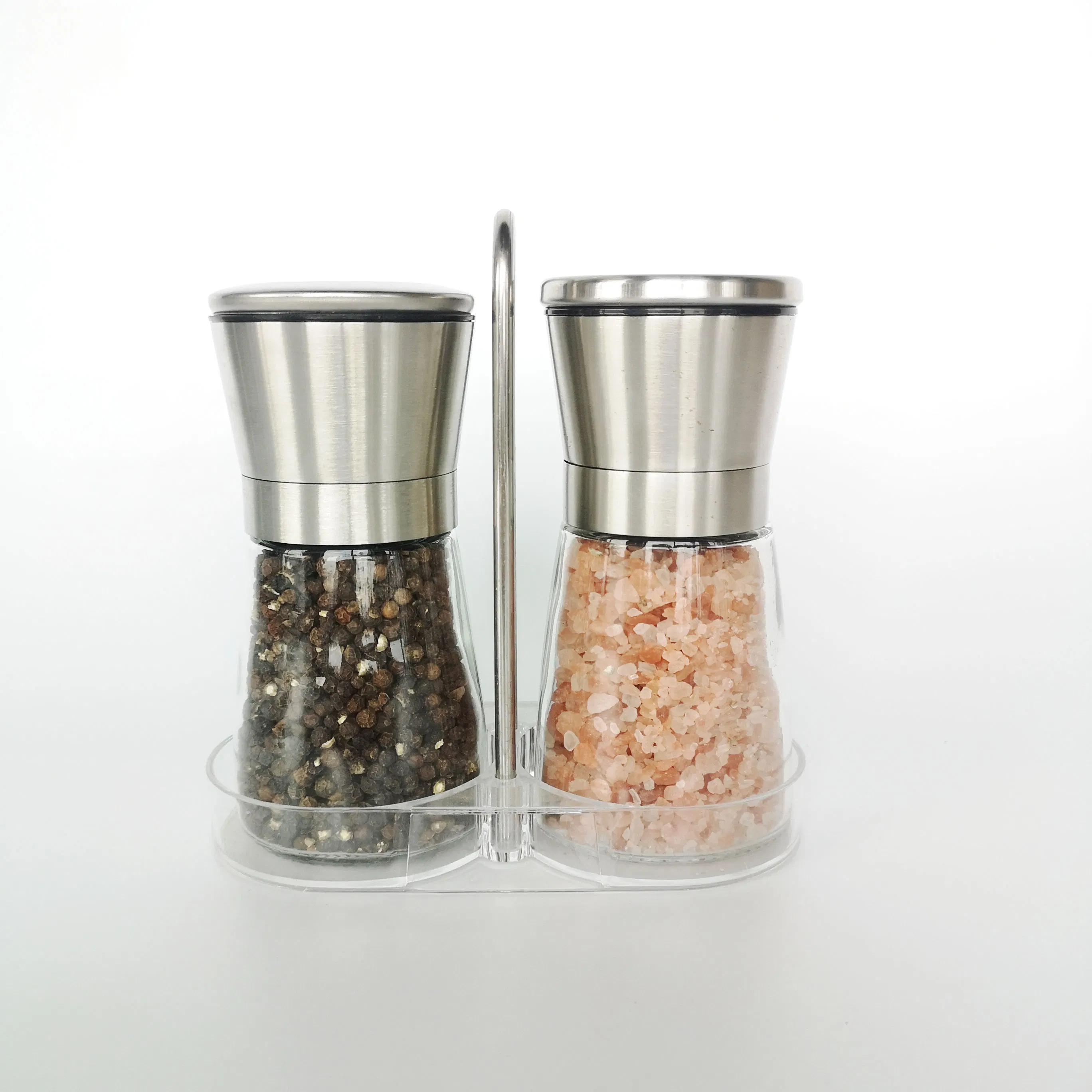 Moedor de Sal e Pimenta Manual de Vidro Personalizado 160ml Garrafa Quadrada