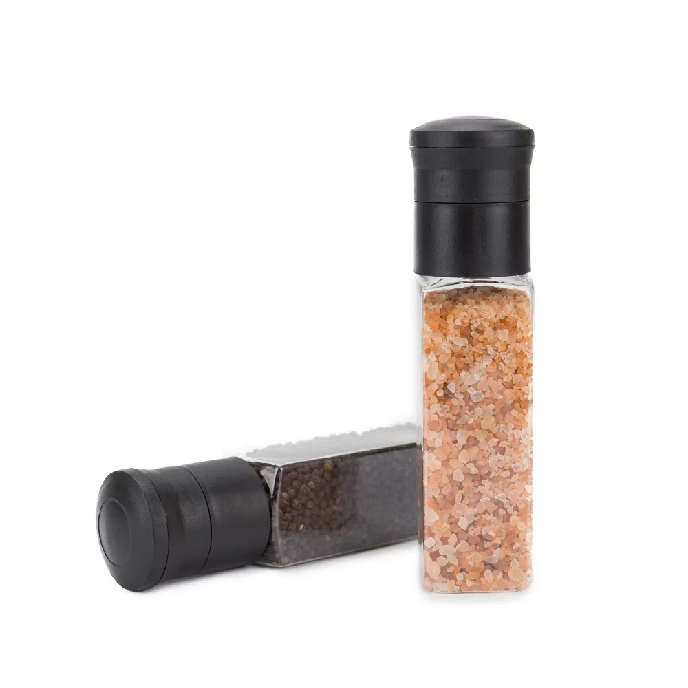 Frasco Pet de Grau Alimentício 320ml com Moedor de PC para Temperos de Sal e Pimenta