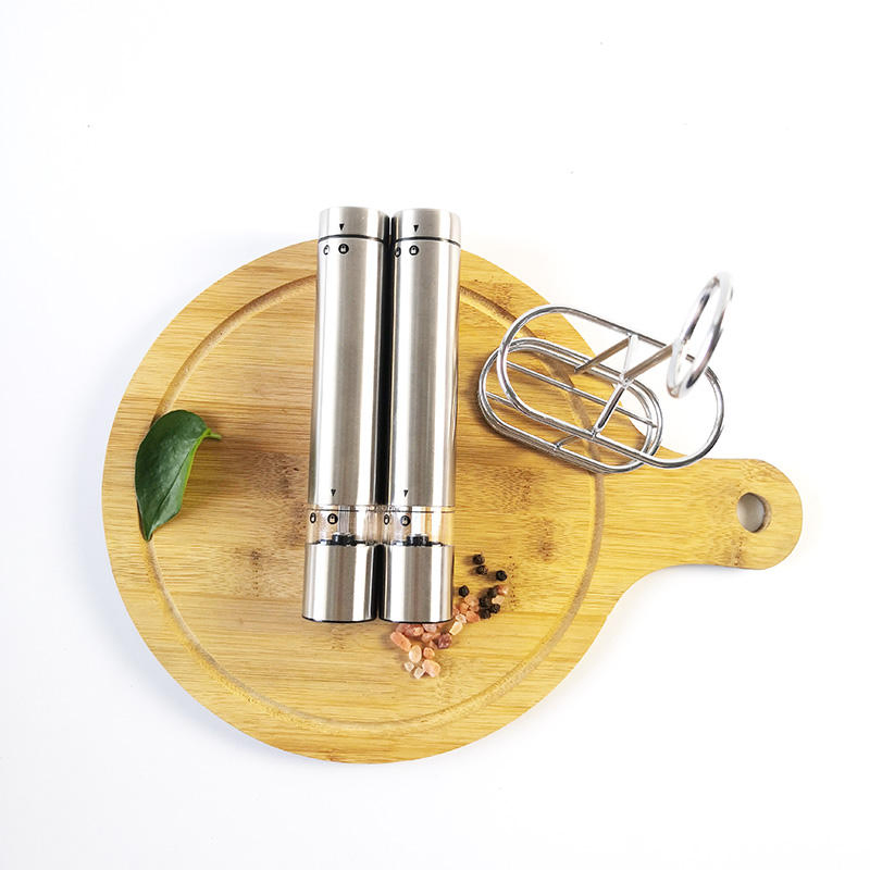 Moedor Elétrico Automático Mini de Fábrica para Pimenta e Sal, Triturador Elétrico de Sal e Pimenta com Suporte de Metal