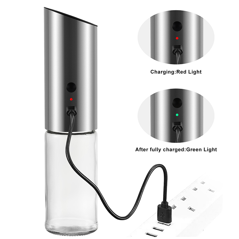Moedor de Especiarias Automático de Aço Inoxidável de Alta Qualidade 304 Conjunto de Moedores de Sal e Pimenta Elétrico Recarregável com Luz LED USB