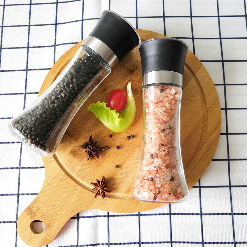 Moedor de Sal e Pimenta de Vidro Personalizado 180ml Atacado Moinho de Especiarias