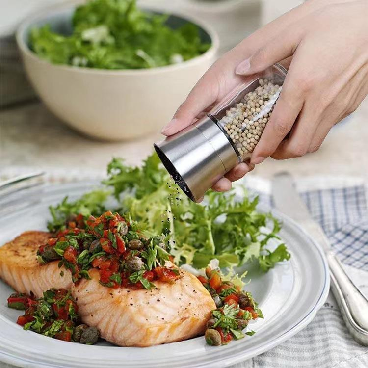 Fornecimento Direto de Fábrica Moedor de Sal e Pimenta Atacado 160ml Moedor de Especiarias de Vidro Sal Cozinha Pimenta