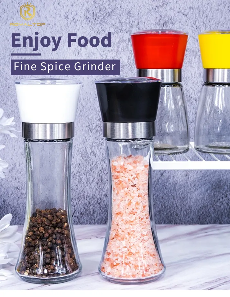 Frascos de Vidro para Sal e Pimenta com Moedor de Plástico