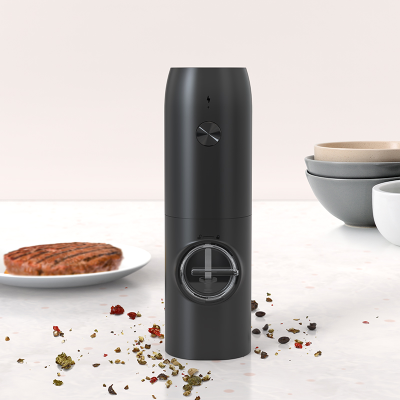 Conjunto de moedores de pimenta e sal elétricos recarregáveis com operação automática com uma mão