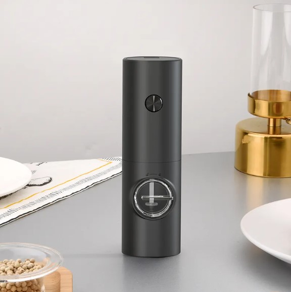 Conjunto de moedores de sal e pimenta automáticos visíveis e ajustáveis para cozinha