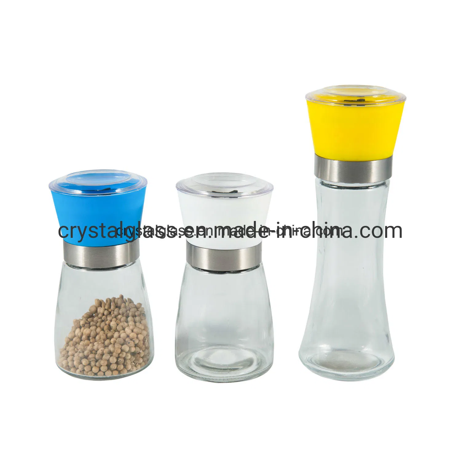 Frasco de Especiarias de Vidro Moedor de Cerâmica para Pimenta e Sal 6oz Dosificador de Especiarias