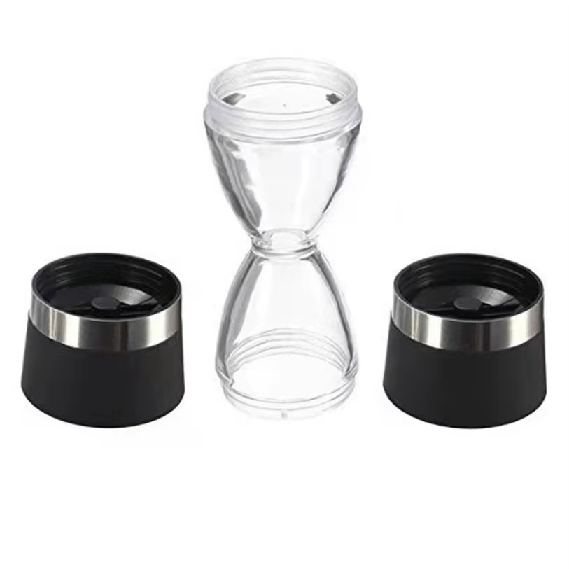Conjunto de Moedores de Sal e Pimenta em Aço Inoxidável e Vidro, Moedor de Especiarias Ajustável para Cozinha e Uso na Mesa