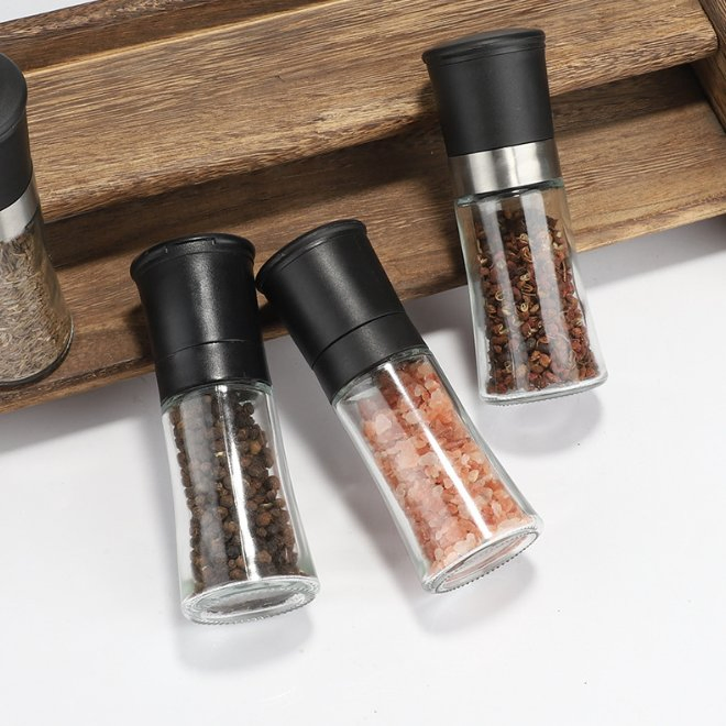 Moedor de Sal e Pimenta Pequeno Refilável com Granulometria Ajustável 80 Ml