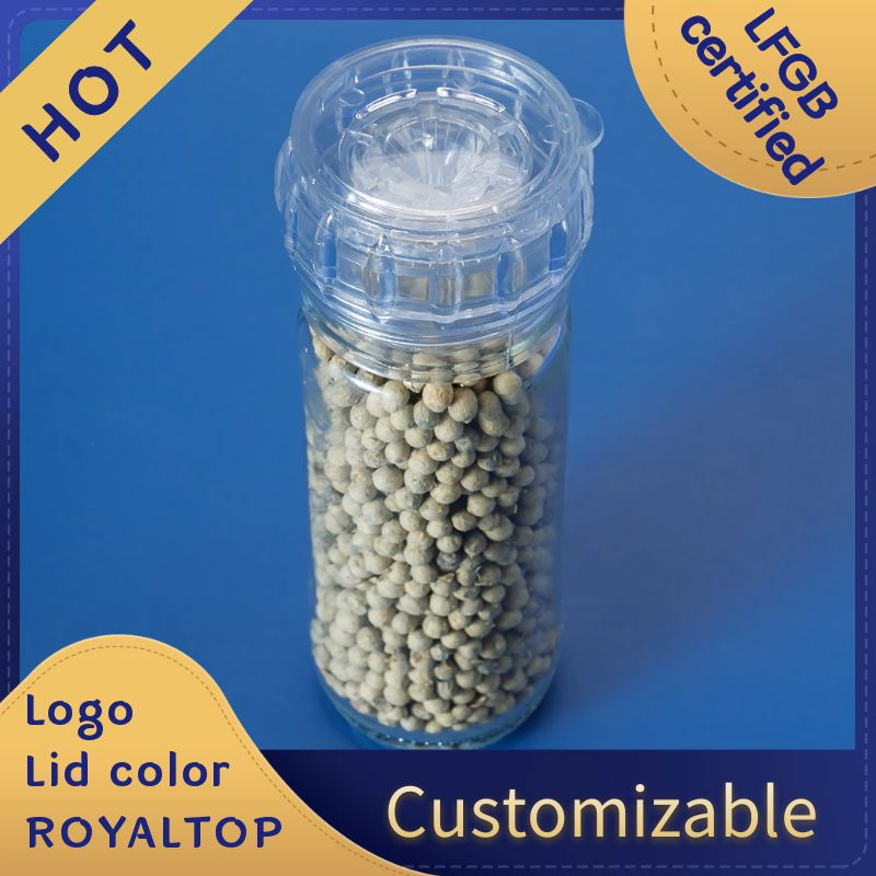 Manual de Cozinha Tampa de Plástico Moedor Personalizado 100ml Moinhos de Sal e Pimenta de Vidro à Venda