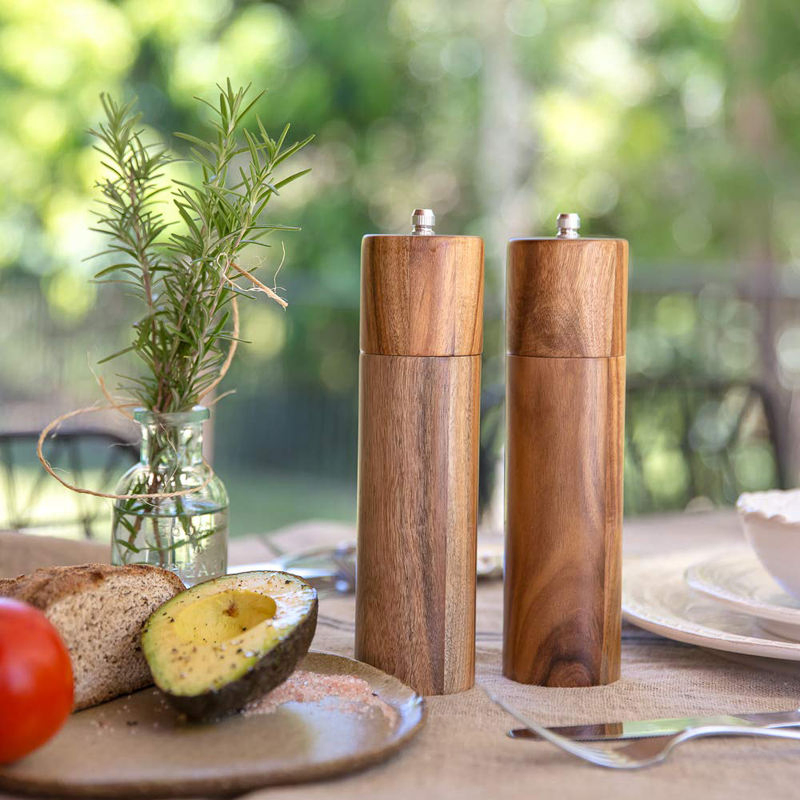 Conjunto de Moedores de Pimenta e Sal de Cerâmica de Alta Qualidade, Função Manual, Série de Moedores de Madeira de Lócus para Uso em Casa ou Restaurante