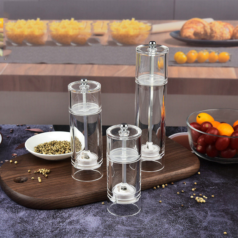 Conjunto de Moedores de Sal e Pimenta Recarregáveis Melhores Moedores de Acrílico Transparente Wbb15951