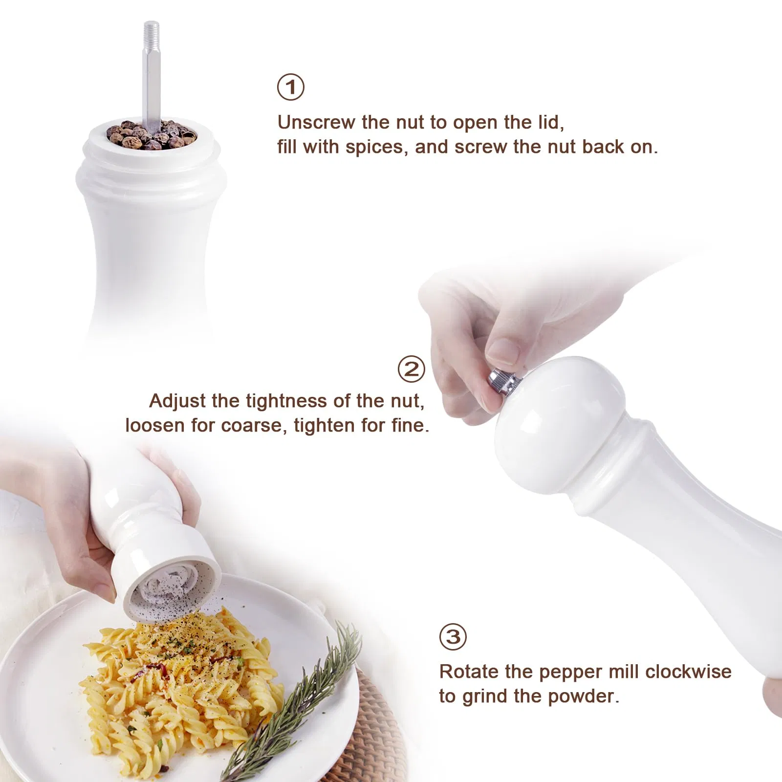 Acrylic Salt &amp; Pepper Grinder with Adjustable Ceramic Grinder Mechanism