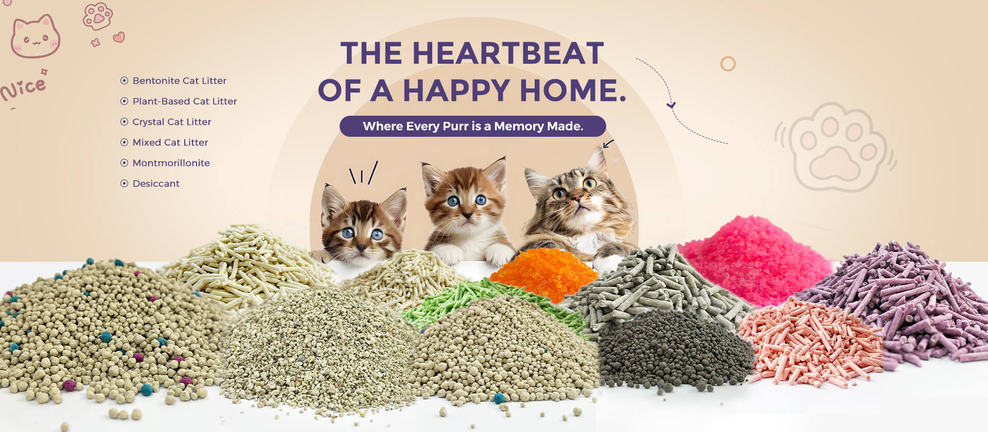 Tom's Family Shengyu Group cat litter product range - bentonite tofu cassava