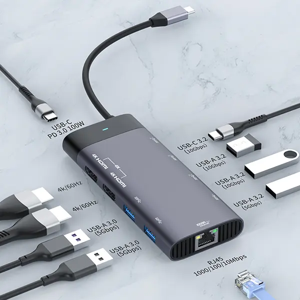 4K Dual Monitor USB C Docking Station and Cable Specs