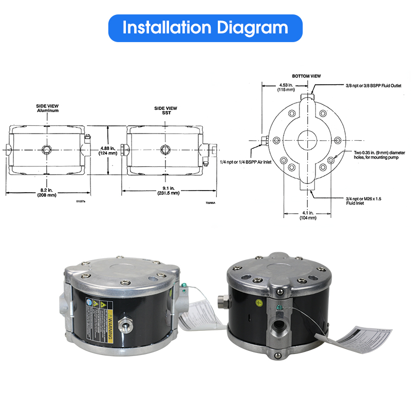 Industrial 308 Pneumatic Diaphragm Pump - Corrosion Resistant Air Pump for Acid, Alkali &amp; Wastewater Treatment