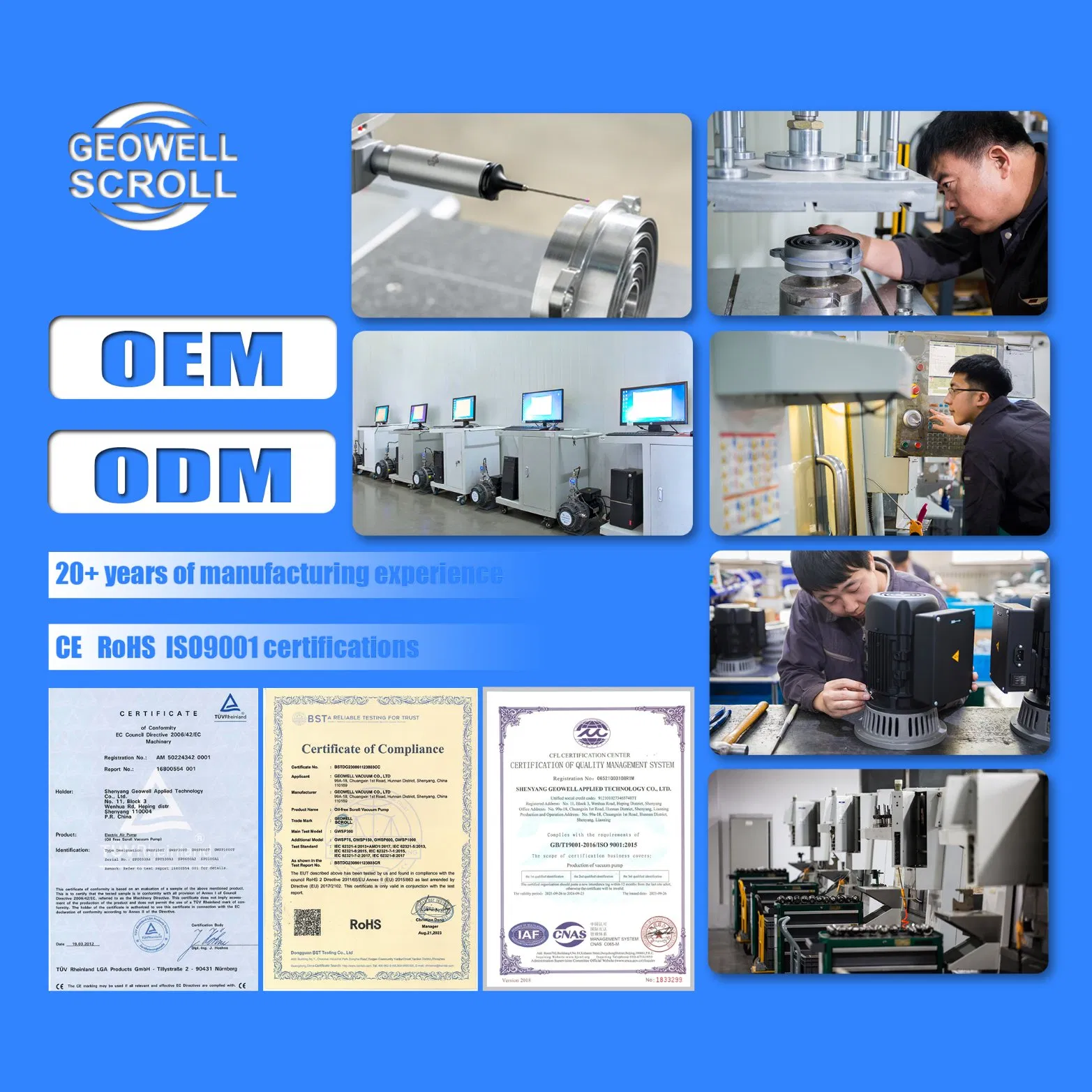 GWSP75 1phase 220V hvac Industry or Laboratory or Household use 1L/s pumping speed dry oil free scroll vacuum pump is better than &nbsp;screw diaphragm rotary vane