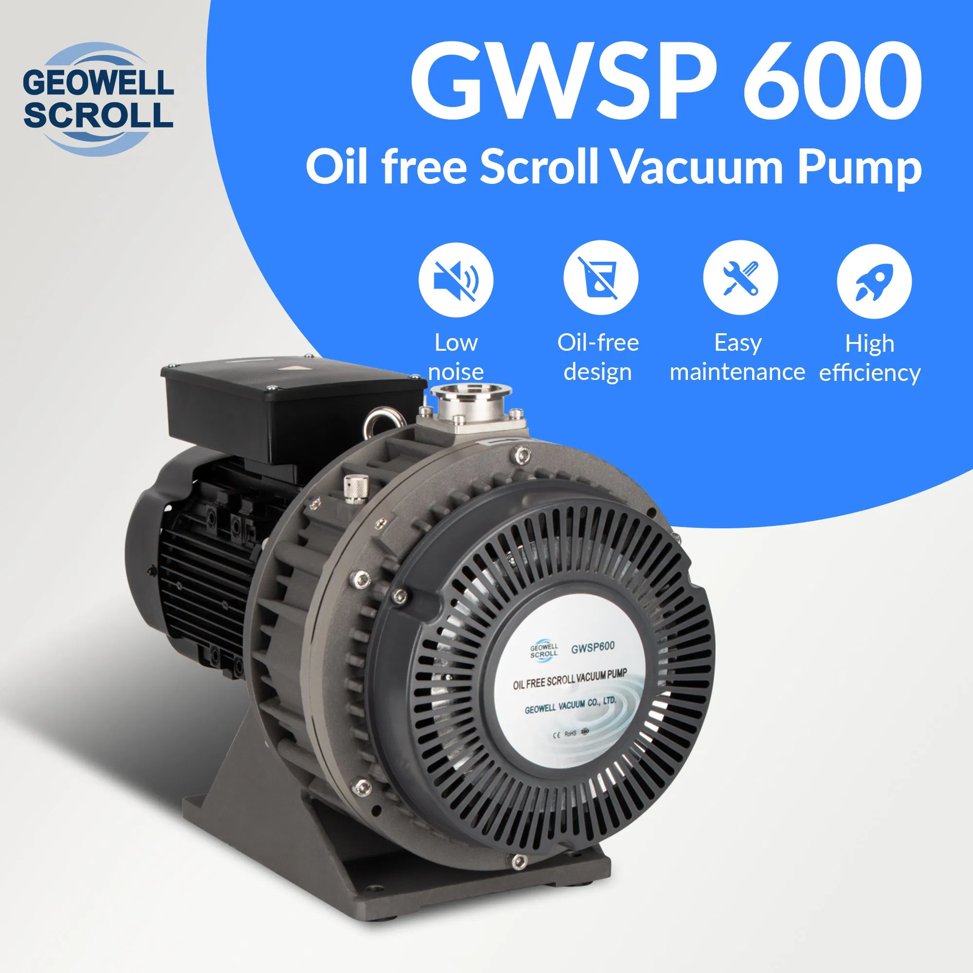GWSP600 9L/s 1Pa laboratory industry freeze dryer semiconductor dry oil less oil free air scroll vacuum gas pump is better than &nbsp;screw diaphragm rotary vane