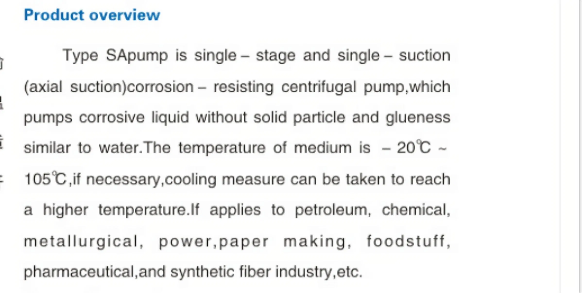 1.6MPa Chemical Centrifugal Pump Speed 1450r/Min, 2900r/Min