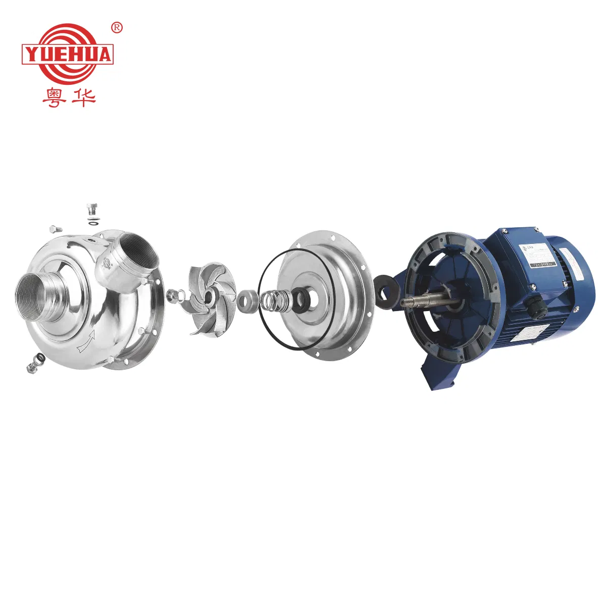 YUEHUA Stainless Steel Chemical Semi-Open Centrifugal Pressure Horizontal Clean Surface Irrigation Electric Water Pump