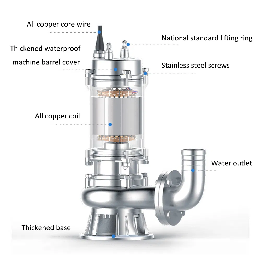 Electric High Flow Sewage Submersible Water Pump with Agitator Sewage Pump