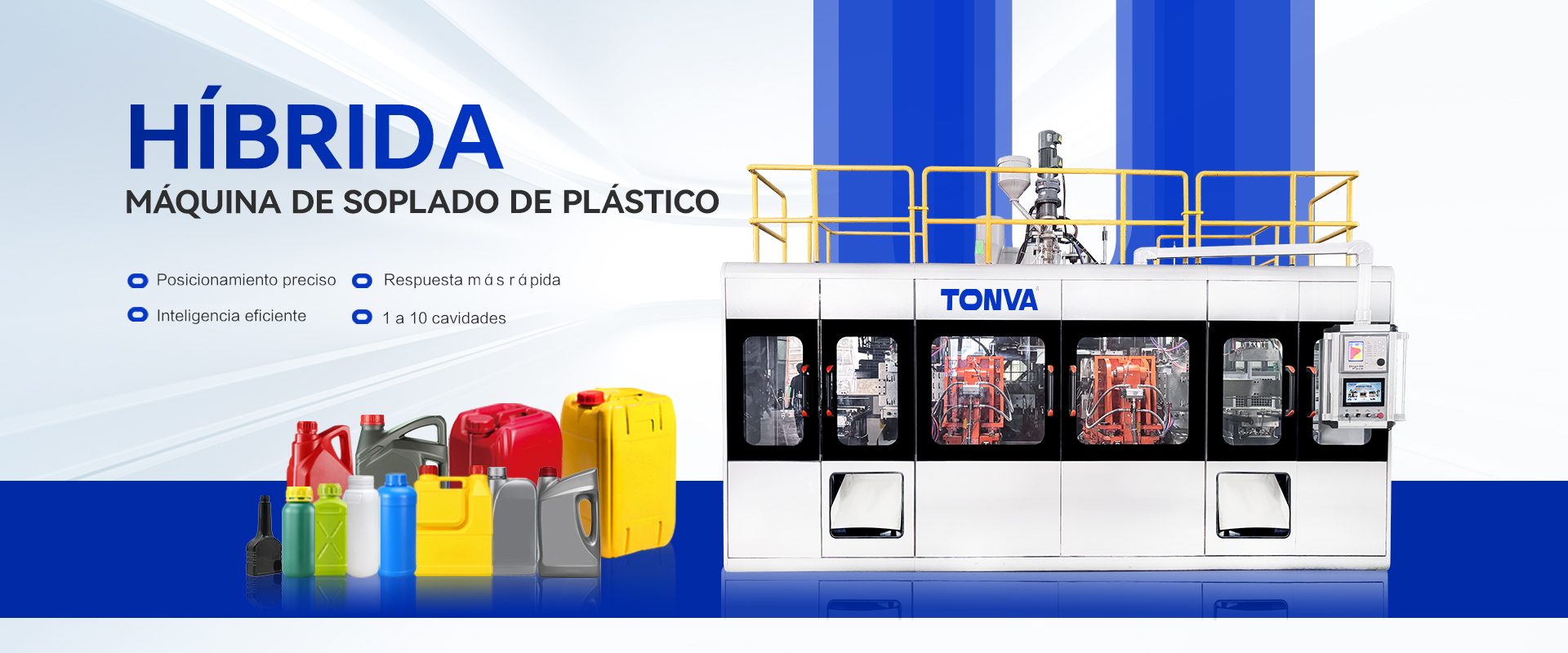 Máquina de extrusión-soplado para bidones cuadrados de plástico con asa