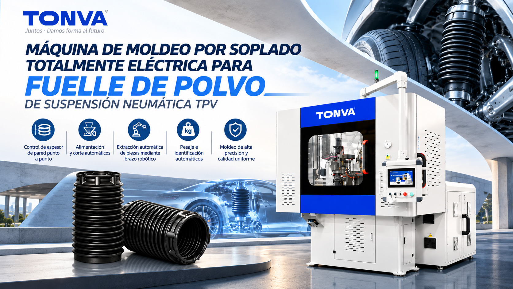 Máquina de moldeo por soplado totalmente eléctrica TONVA para fuelles de TPV