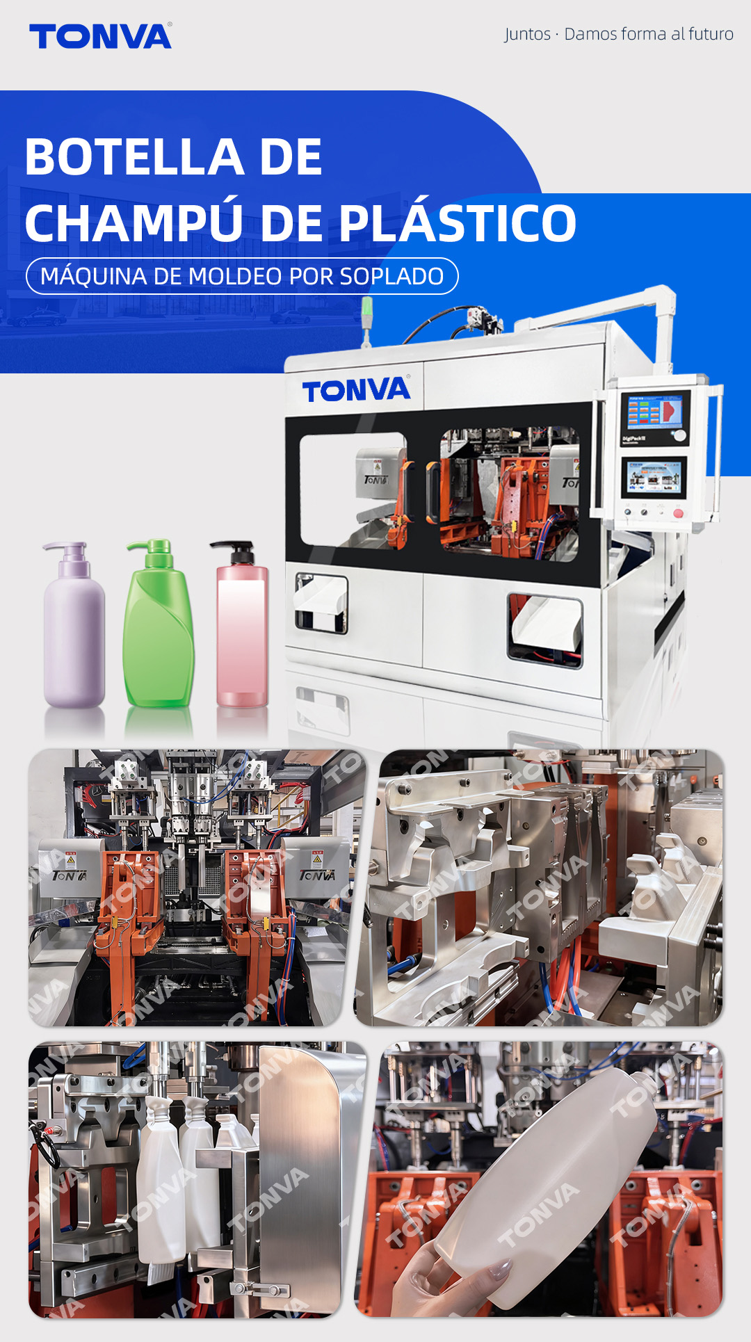 Máquina de moldeo por soplado de botellas de champú