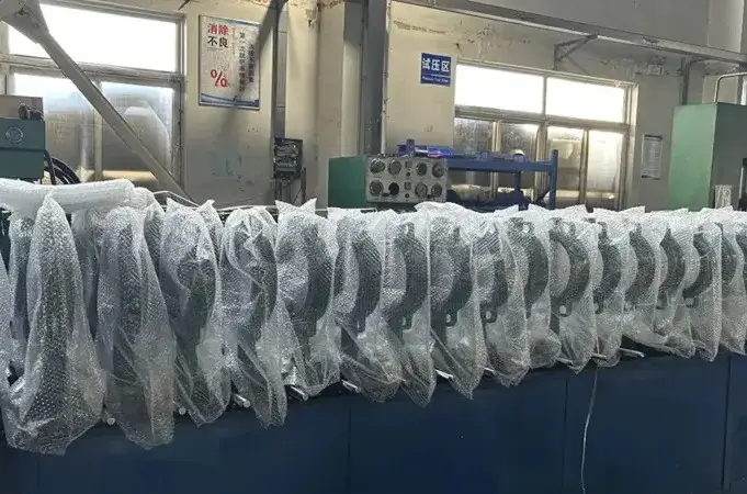 Butterfly valves packed in protective bubble bags for export
