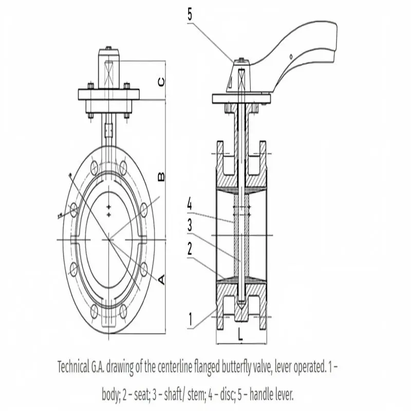 handle lever flanged butterfly valve